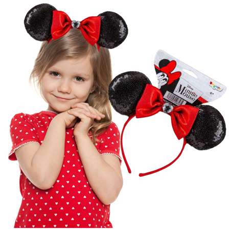 Disney Myszka Minnie kostium, cekinowa opaska do włosów z kokardką