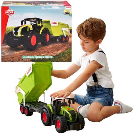 Duży interaktywny traktor ciągnik z przyczepą Claas światło/dźwięk 64 cm