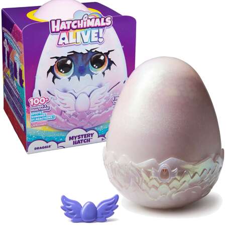 Hatchimals Alive Mystery Hatch Draggle- Magiczne Jajko Niespodzianka ze światłem i dźwiękiem