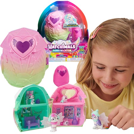 Hatchimals Rainbow-cation duże jajko rodzinny domek zestaw z figurkami