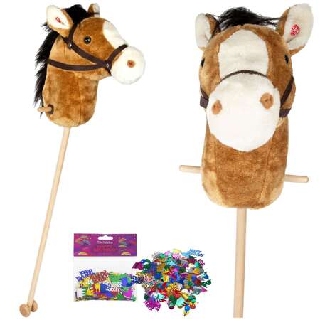 Hobby Horse Nico Koń na kiju do galopowania z dźwiękiem + Konfetti dekoracja Happy Birthday GRATIS!