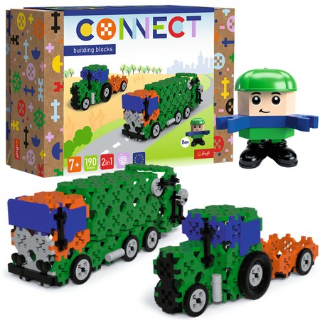 Klocki Connect zestaw klocki konstrukcyjne traktor śmieciarka + figurka Ben