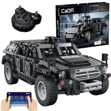 Klocki Konstrukcyjne CaDA Samochód Terenowy Zdalnie Sterowane Auto czarne autko RC Fierce Warrior SUV 561 elementów Dual Mode