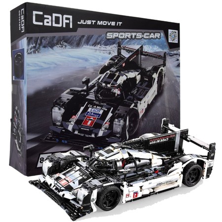 Klocki konstrukcyjne CaDA Sportowy samochód wyścigowy 48 cm Wyścigówka Czarne Auto 1586 elementów