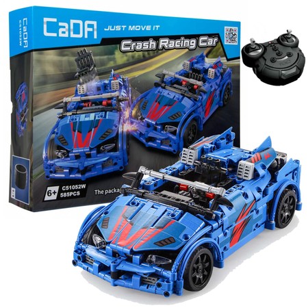 Klocki konstrukcyjne CaDA Zdalnie sterowane duże auto wyścigowe z katapultą 28 cm Crash Racing Car 585 elementów RC