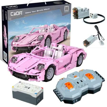 Klocki konstrukcyjne CaDA Zdalnie sterowany duży samochód Kabriolet różowy 37 cm z napędem Power System Auto Pojazd Cabrio Pink Holiday RC 1181 elementów