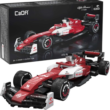 Klocki konstrukcyjne CaDA samochód wyścigowy czerwona wyścigówka Alfa Romeo F1 Team ORLEN C42 Formuła 1 pojazd auto 271 elementów