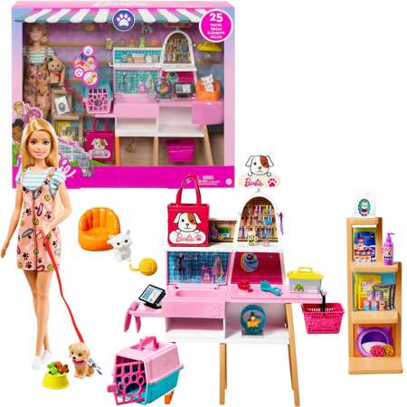 OUTLET Barbie zestaw do pielęgnacji zwierząt lalka figurki + akcesoria 25 elementów USZODZONE OPAKOWANIE