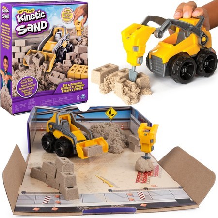 OUTLET Kinetic Sand plac budowy 2w1 pojazd + piasek PRODUKT UŻYWANY - MNIEJSZA ILOŚĆ PIASKU, USZKODZONE OPAKOWANIE