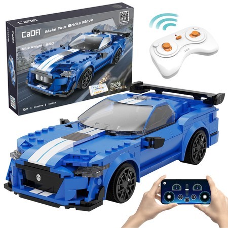 OUTLET Klocki konstrukcyjne CaDA Zdalnie sterowany samochód wyścigowy Niebieskie auto Pojazd Blue Knight 500 Dual Mode RC 325 elementów USZKODZONE OPAKOWANIE