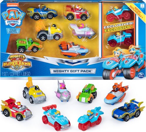 OUTLET Psi Patrol Mighty Pups True Metal zestaw 8 metalowych pojazdów die-cast NIEKOMPLETNY