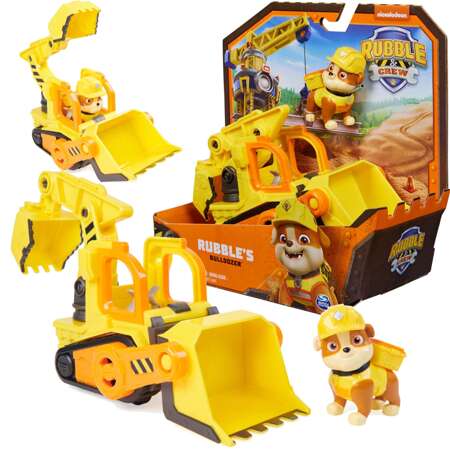 OUTLET Psi Patrol Rubble i jego Ekipa Rubble&Crew Rubble Koparka żółty Buldożer Pojazd budowlany z figurką 6cm USZKODZONE OPAKOWANIE