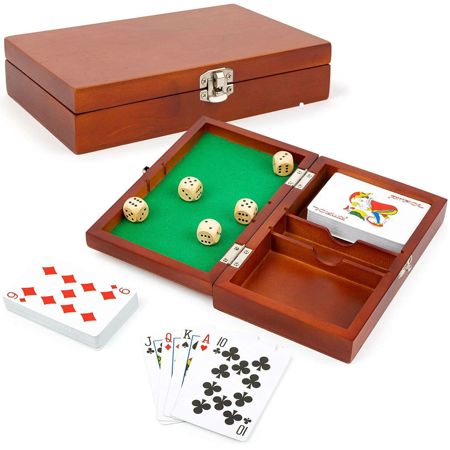 OUTLET Small Foot 11363 Zestaw do gry w karty i kości w drewnianym pudełku USZKODZONE OPAKOWANIE