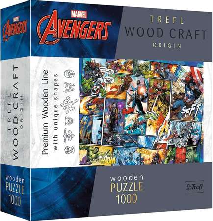 OUTLET Wood Craft Puzzle Drewniane 1000 elementów Komiksowe Uniwersum Marvela USZKODZONE OPAKOWANIE