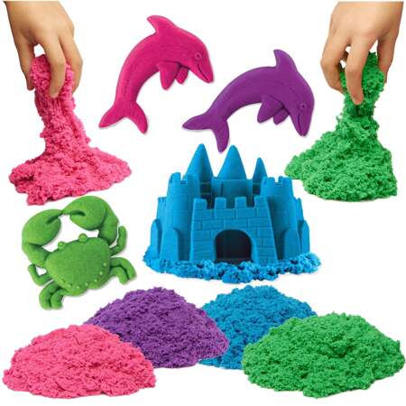 Piasek Kinetyczny Kinetic Sand Niebieski, Zielony, Fioletowy, Różowy 227 g - Magiczna Zabawa od Spin Master!