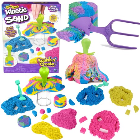 Piasek Kinetyczny Zestaw Kinetic Sand Squish n' Create + akcesoria 382 g