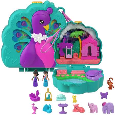 Polly Pocket mały Zestaw kompaktowy ogród Pawia Peacock Garden 35 rocznica