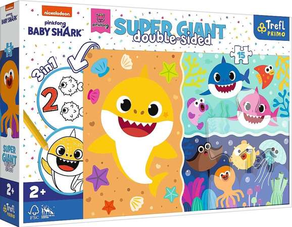 Primo Puzzle Giant 3w1 15 elementów Mały rekin Baby Shark