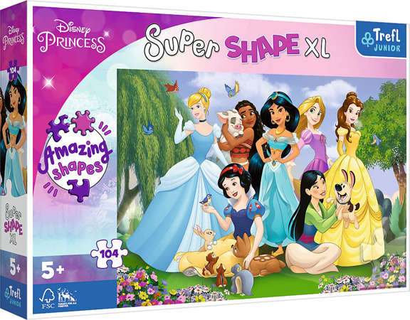 Puzzle 104 elementy Super Shapes XL Księżniczki Disney w ogrodzie