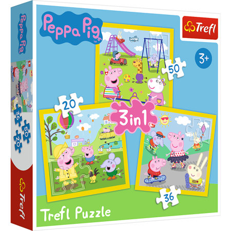 Puzzle 3w1 Wesoły dzień Peppy Trefl 