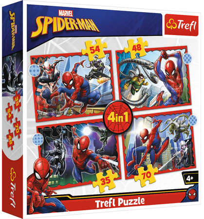 Puzzle 4w1 Marvel Spiderman Bohaterski Trefl