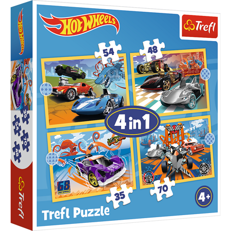 Puzzle 4w1 Pojazdy Hot Wheels Trefl 