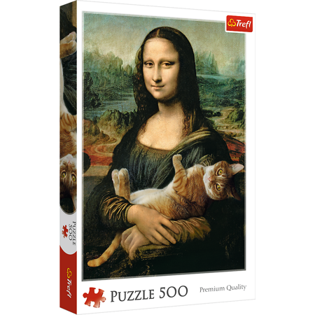 Puzzle 500 Mona Lisa i kot Mruczek Trefl