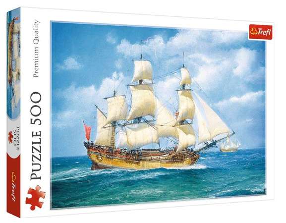 Puzzle 500 Morska podróż Żaglowiec Morze Trefl