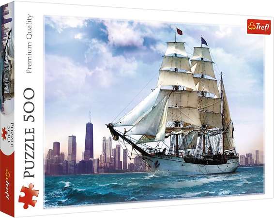 Puzzle 500 Żaglowiec na tle Chicago Trefl