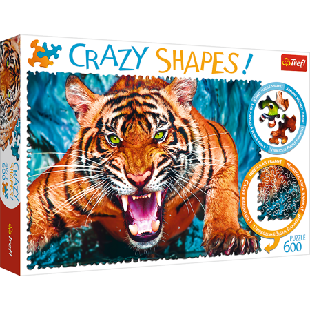 Puzzle Crazy Shapes Oko w oko z tygrysem 600 elementów Trefl 