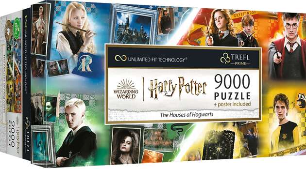 Puzzle Trefl Prime 9000 Harry Potter Domy Hogwartu Wizarding World UFT + plakat