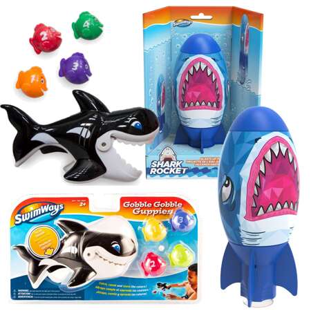 SwimWays zabawki do wody kąpieli wanny Orka i rybki oraz torpeda Shark Rocket do nurkowania