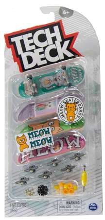 Tech Deck zestaw 4 deskorolki fingerboardy Meow do złożenia + akcesoria