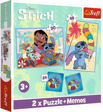 Trefl Disney Puzzle 2w1 + memos Lilo&Stitch Wesoły dzień 3+