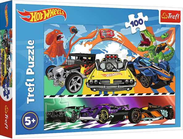 Trefl Puzzle 100 Hot Wheels Pędzące samochody 5+