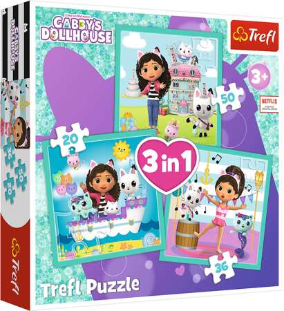 Trefl Puzzle 3w1 Aktywności Gabi Koci Domek Gabi 106 elementów