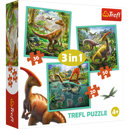 Trefl Puzzle 3w1 Niezwykły świat dinozaurów 34837 106 elementów