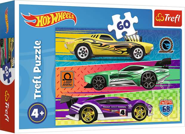 Trefl Puzzle Hot Wheels 60 Wyścig kolorowa Układanka dla Najmłodszych 4+