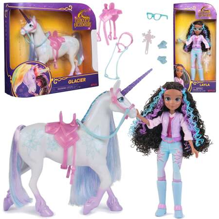 Unicorn Academy Zestaw Lalka Layla 24 cm + Jednorożec Glacier 27 cm