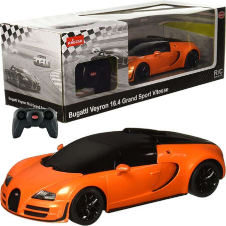 Zdalnie sterowane auto Bugatti Veyron 16.4 Grand Sport Vitesse RC pomarańczowy pojazd sportowy 1:18 Rastar